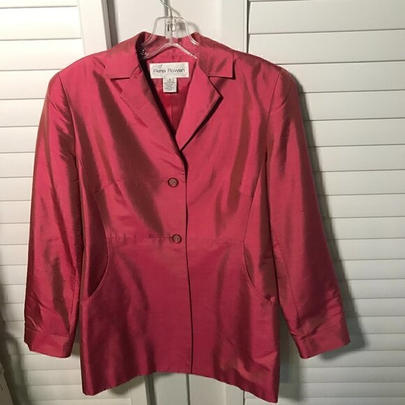 Rena Rowan dark pink / fuchsia silk long coat, 8 - Picture 1 of 7
